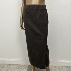 Chanel Boutique Women's Brown Plaid High-Waisted Long Skirt 100% Wool 38 US 6